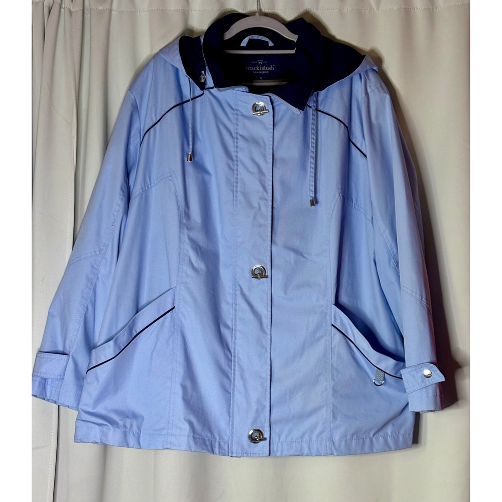 Mackintosh New England Light Blue Rain Jacket Nautical Sailboat Lining 2X